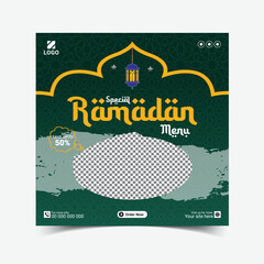 Ramadan Kareem Iftar food menu social media post design
