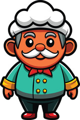 Master pizza chief with mustache illustration vector design