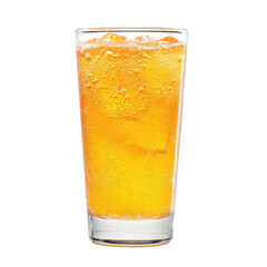 A Glass of Bubbly Orange Soda.. Isolated on a Transparent Background. Cutout PNG.