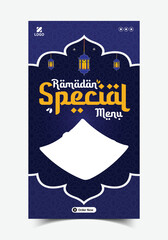 Ramadan Kareem Iftar food menu story social media post design