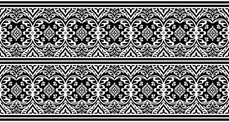 Textile fabric border motif pattern for a geometric oriental seamless pattern. Border decoration. Design for background, wallpaper, vector illustration, textile, batik, carpet, fabric, clothin	