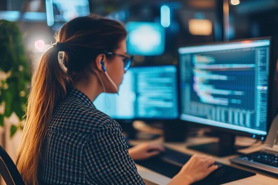 editor woman working at her desk carrying out her operating systems