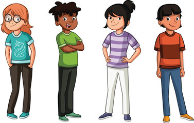 Group of cartoon young people. Teenagers.
- 741701526
