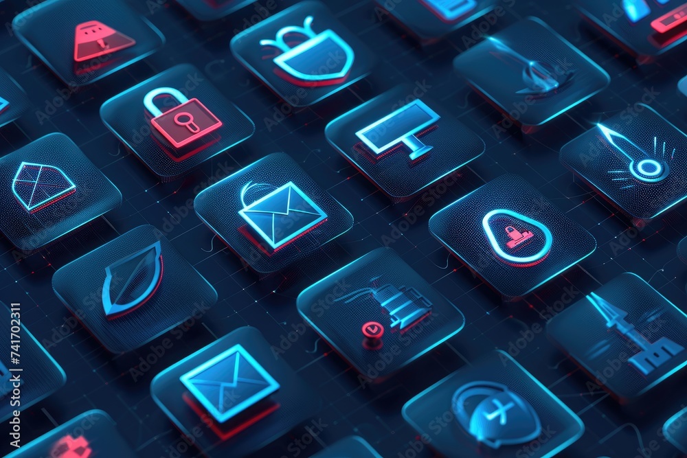 Poster a detailed view of a keyboard showing numerous icons and symbols that represent various functions, i
