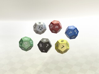 12 Sided Game Dice 6 Colors 3D print model