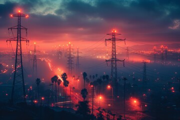Futuristic electric grid powering the dawn of a new civilization
