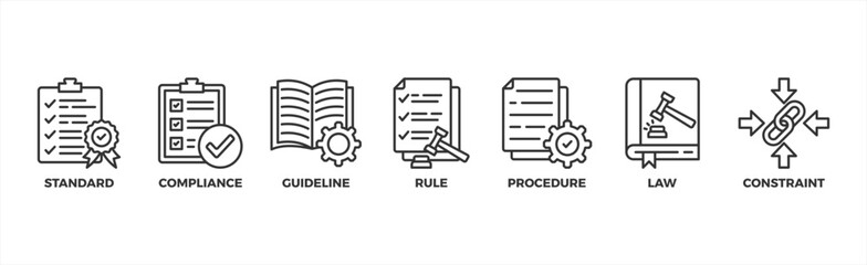 Regulation banner web icon vector illustration concept with icon of standard, compliance, guideline, rule, procedure, law and constraint