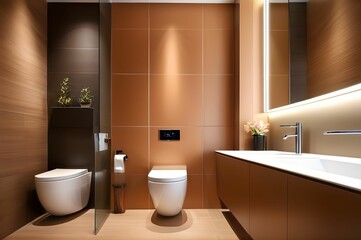 Fototapeta na wymiar Beautiful modern toilet in a beautiful bathroom.