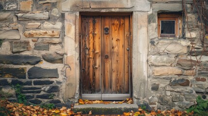 Old-fashioned wooden entrance door, a very attractive part of the house. Generative AI