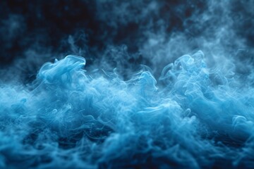 Blue smoke on black background - obrazy, fototapety, plakaty