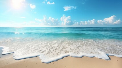 Fototapeta na wymiar Beautiful beach landscape with white sand and blue ocean