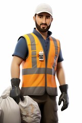 Fototapeta premium Male Sanitation Worker in Uniform