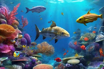 Fototapeta na wymiar Subaquatic Symphony: Realistic Portrayal of Marine Life