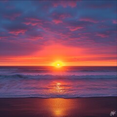 Fototapeta premium Beautiful sunset over the ocean