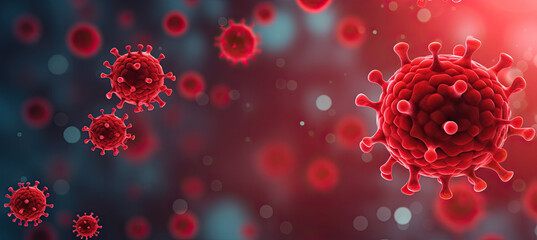 Viruses Microscopic View Background Banner - obrazy, fototapety, plakaty