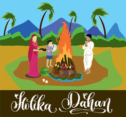 Holika dahan indian festival banner design. Vector graphic illustration. - obrazy, fototapety, plakaty