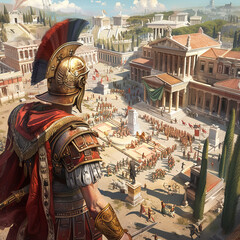 Explore the ancient Roman Empire in an arcade setting battling gladiators and navigating political intrigue for the glory of Rome - obrazy, fototapety, plakaty
