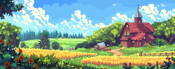Harvest in arcade style a farming simulator where players harvest dreams in a world of colorful pixels