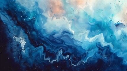 Fototapeta na wymiar Cosmic Ocean Waves: Abstract Background in Blue Tones