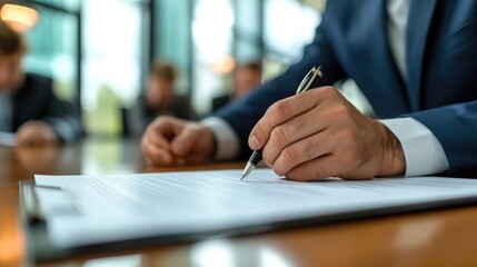 Close up business man signing contract making a deal, Signing agreement, generative ai 