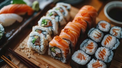 Taste of Japan: Exquisite Food Flatlay Displaying the Delicacy of Japanese Cuisine.