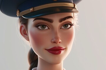 A beautiful young woman in a military cap