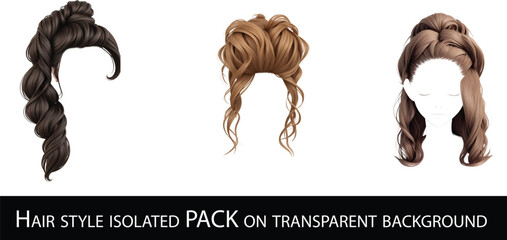 Fashionable women hairstyles , isolated on white, collage. Banner design