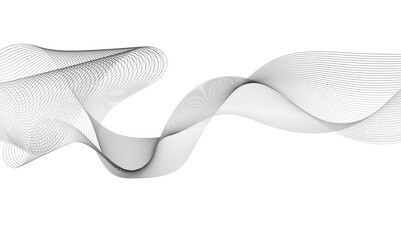 Fototapeta premium Wavy business curve lines on transparent background. Abstract ocean wave line background. Wave swirl, frequency sound wave, twisted curve lines with blend effect. Vector illustration.