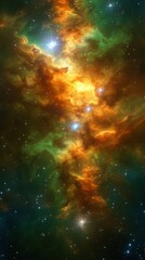 Amazing colorful nebula and stars in deep outer space