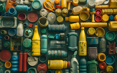 Plastic Products on solid background