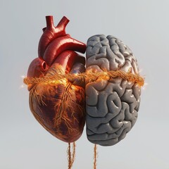 The Heart and Brain are Connected by a Bundle of Nerves - obrazy, fototapety, plakaty