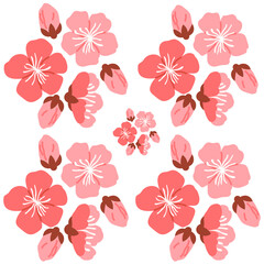 Sakura pattern vector illustration. The decorative elements incorporated repetitive sakura motifs, adding touch sophistication and charm The seamless design showcased intricate patterns and delicate