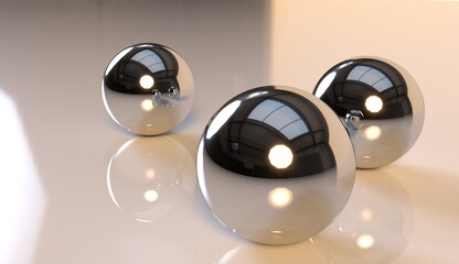 Mtal Balls on Surface with reflection and shadow