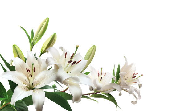 White lily flower on transparent background