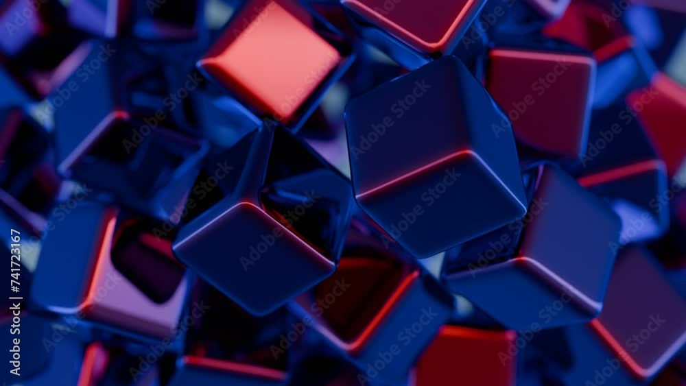 Poster minimalist interpretation of interconnected blocks symbolizing blockchain.