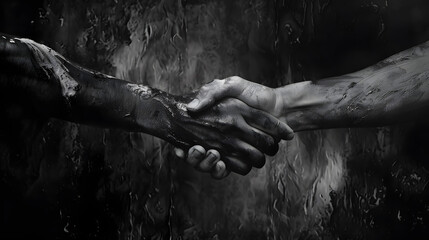 Unity in Diversity: Embracing Harmony Across Cultures, black and white handshake