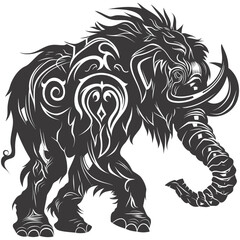 silhouette mammoth the ancient mythical prehistoric creatures black color only