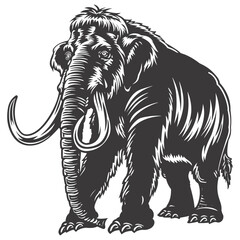 silhouette mammoth the ancient mythical prehistoric creatures black color only