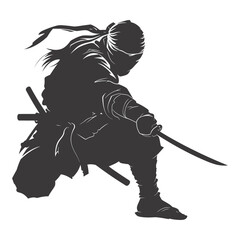 silhouette ninja assassin black color only full body
