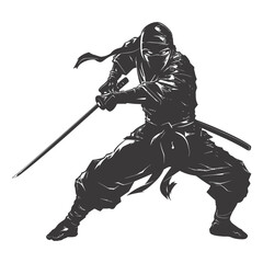 silhouette ninja assassin black color only full body © NikahGeh
