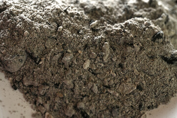 texture of fireplace ashes close-up