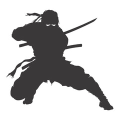 Fototapeta premium silhouette ninja black color only full body