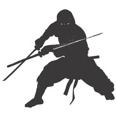 silhouette ninja warrior black color only full body