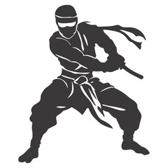 silhouette ninja warrior black color only full body