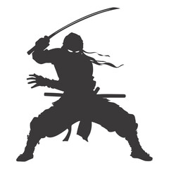 silhouette ninja warrior black color only full body