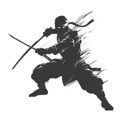 Obraz premium silhouette ninja warrior black color only full body