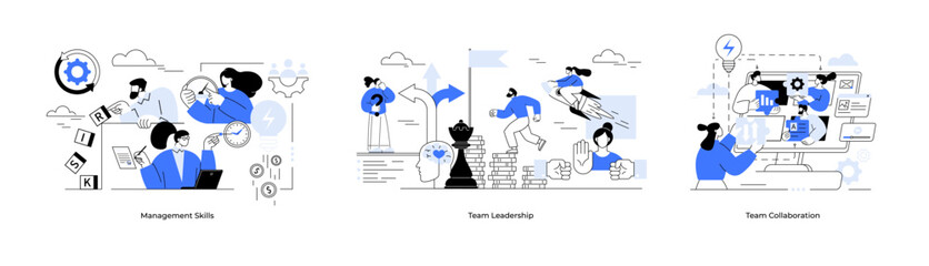 Team Leadership Management Skills Team Collaboration. Support of help to solve problem, manager mentorship or coaching to help team success. EQ, adaptability, collaboration, decision making. Business