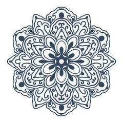 Monochrome mandala isolated on white background.  Hand-drawn illustration.