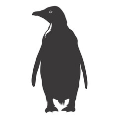 silhouette penguin black color only full body