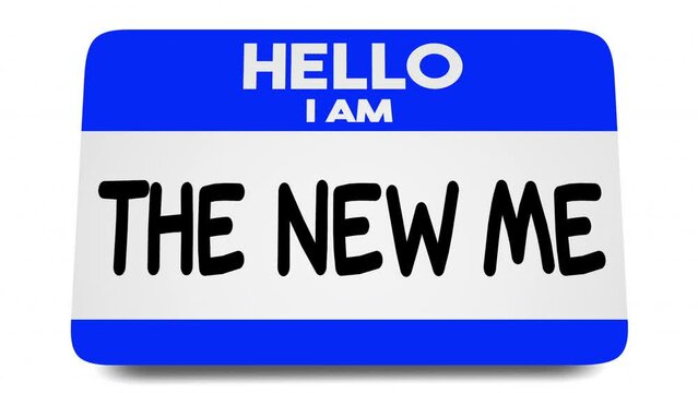 Hello I Am the New Me Self Improvement Better Introducing Change Name Tag Sticker 3d Animation